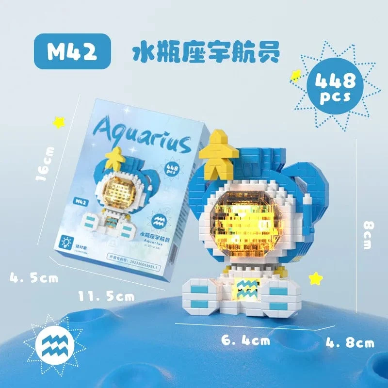 Niedlicher Dämon Zwölf Sternbilder Astronaut Bausteine ​​Fische Steinbock Modell Schütze Mini Ziegel Waage Spielzeug als Geschenk