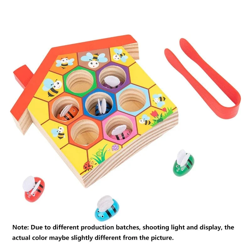 Bienenhaus aus Holz, Klemmbienen-zu-Bienenstock-Matching-Spiel, Montessori-Farbsortierpuzzle, Feinmotorik-Spielzeug, Frühpädagogisches Geschenk
