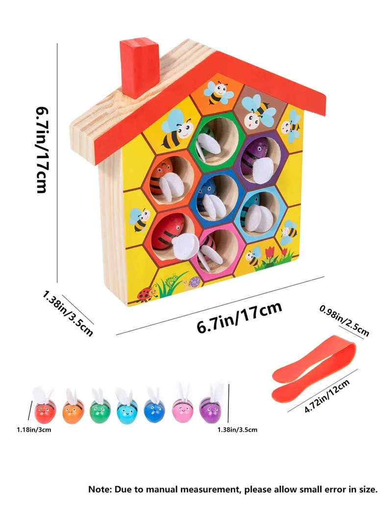 Bienenhaus aus Holz, Klemmbienen-zu-Bienenstock-Matching-Spiel, Montessori-Farbsortierpuzzle, Feinmotorik-Spielzeug, Frühpädagogisches Geschenk