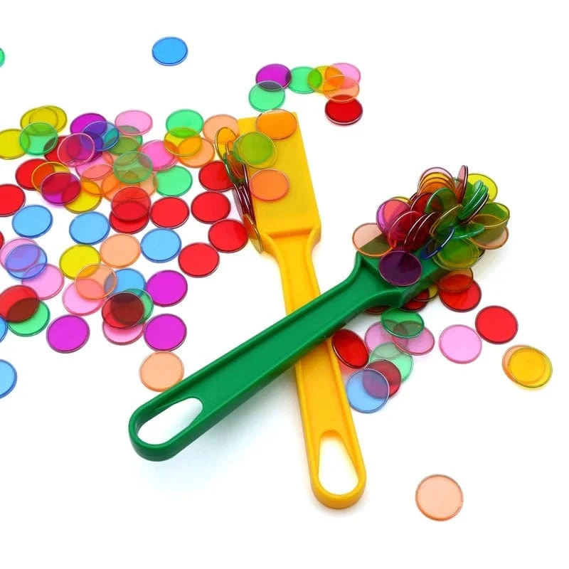 Magnetischer Bingo-Zauberstab, Metallchips, Familienspiel, sensorisches Spielzeug, Montessori-Zählen, Farbsortierung, wissenschaftliches Lernspielzeug für Kinder