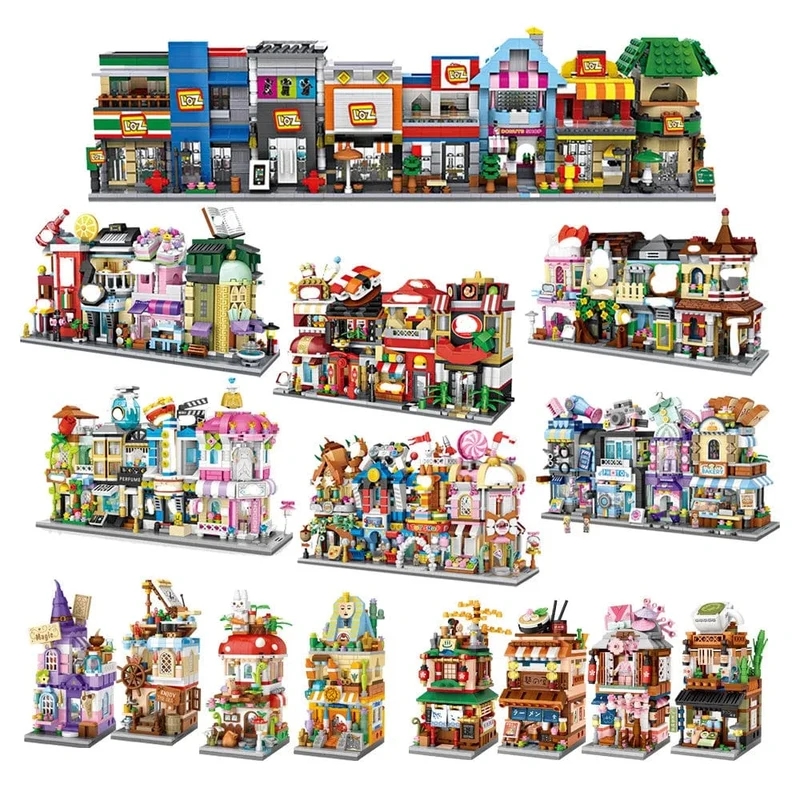 Mini Ziegel City View Szene Mini Straße Modell Baustein Spielzeug Gaming Zimmer Candy Shop Spielzeug Shop Architektur Kinder DIY