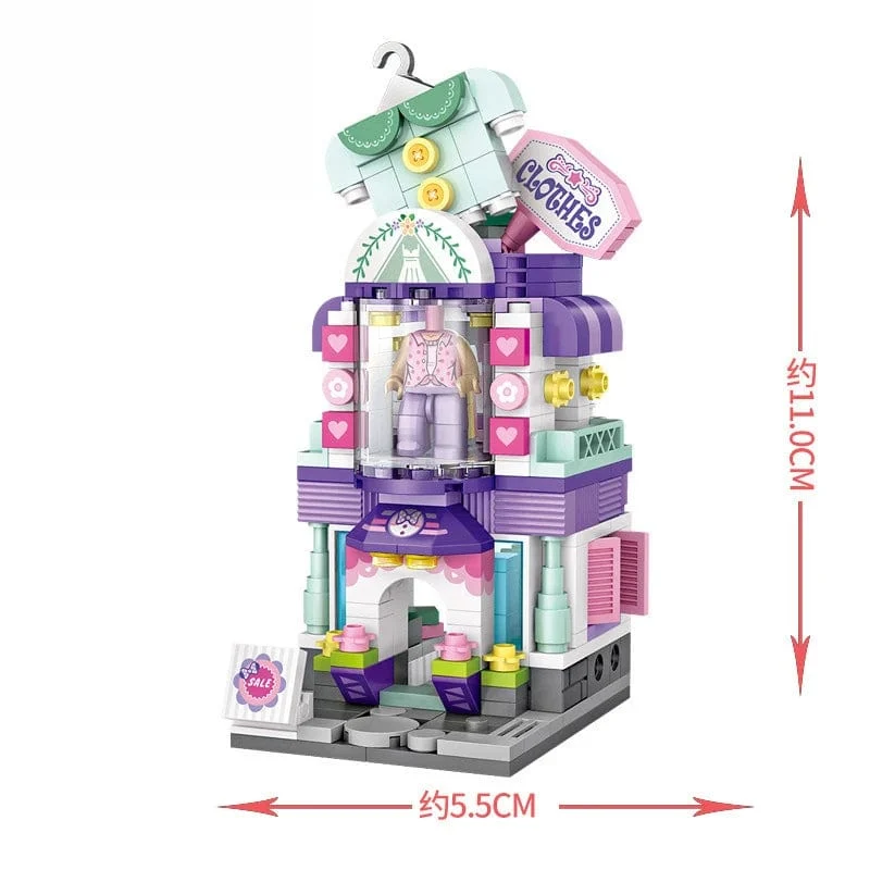 Mini Ziegel City View Szene Mini Straße Modell Baustein Spielzeug Gaming Zimmer Candy Shop Spielzeug Shop Architektur Kinder DIY