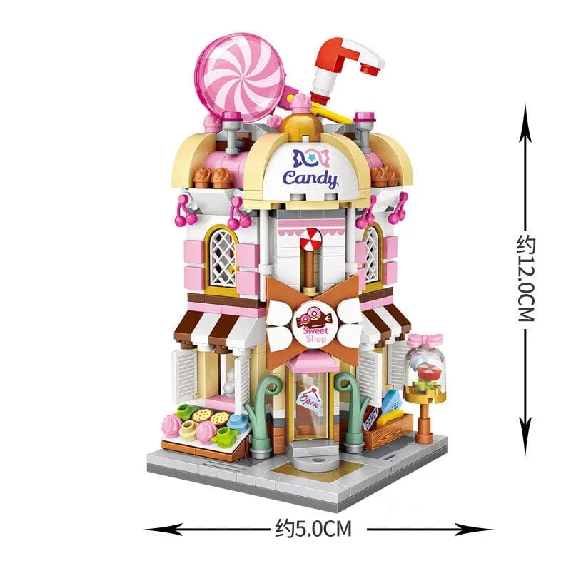 Mini Ziegel City View Szene Mini Straße Modell Baustein Spielzeug Gaming Zimmer Candy Shop Spielzeug Shop Architektur Kinder DIY