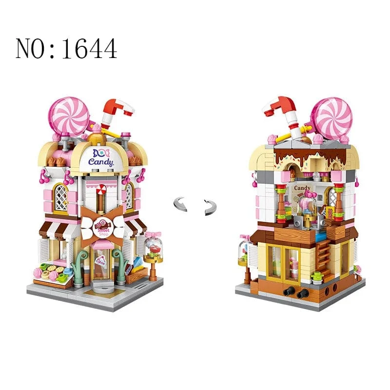 Mini Ziegel City View Szene Mini Straße Modell Baustein Spielzeug Gaming Zimmer Candy Shop Spielzeug Shop Architektur Kinder DIY