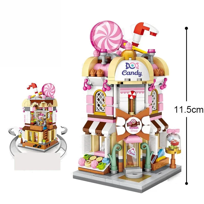 Mini Ziegel City View Szene Mini Straße Modell Baustein Spielzeug Gaming Zimmer Candy Shop Spielzeug Shop Architektur Kinder DIY