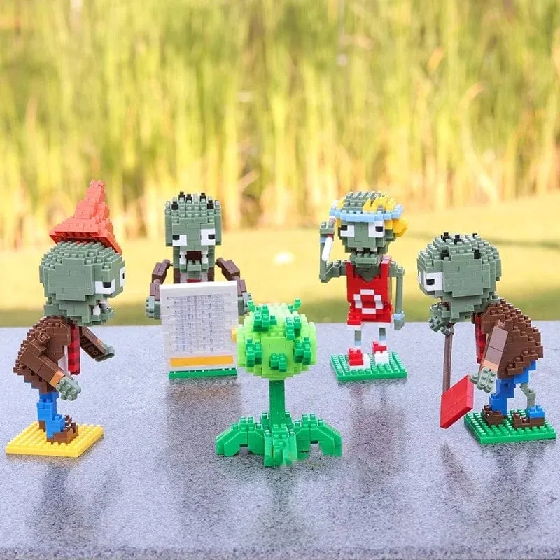 Pflanzen gegen Zombies - Blöcke, kleiner Cartoon-Mini-Baustein, Erbsenkanone, Sonnenblumen-Knacker, Action-Modell, Puppenspielzeug für Kinder