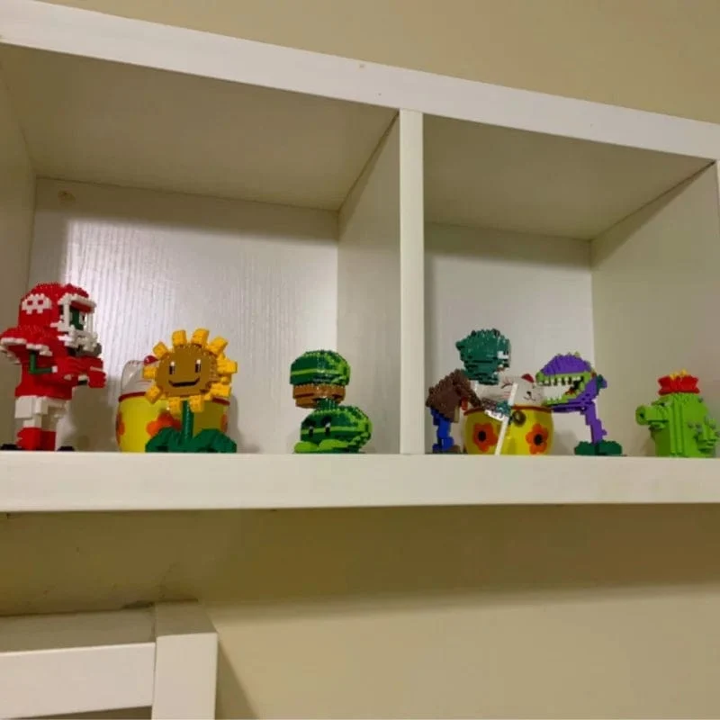 Pflanzen gegen Zombies - Blöcke, kleiner Cartoon-Mini-Baustein, Erbsenkanone, Sonnenblumen-Knacker, Action-Modell, Puppenspielzeug für Kinder