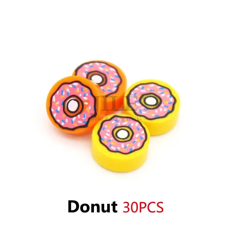 Stadt Mini Lebensmittel Bausteine ​​Hamburger Pizza Pommes Kuchen Dessert Schokolade Cookies MOC Ziegel Kunststoff Montieren Teil Figuren Spielzeug