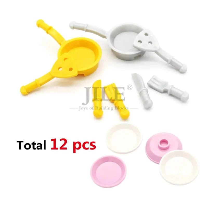 Stadt Mini Lebensmittel Bausteine ​​Hamburger Pizza Pommes Kuchen Dessert Schokolade Cookies MOC Ziegel Kunststoff Montieren Teil Figuren Spielzeug