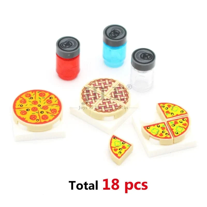 Stadt Mini Lebensmittel Bausteine ​​Hamburger Pizza Pommes Kuchen Dessert Schokolade Cookies MOC Ziegel Kunststoff Montieren Teil Figuren Spielzeug