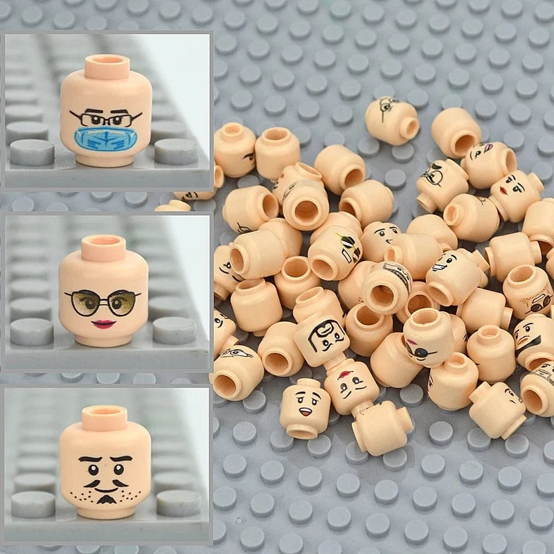 Figur Kopf Haar Hut Gesichter Kreatives Lachen Weinen Niedliches Gesichtsmodell Kinderspielzeug Junge Mädchen Geschenk Ausdruck DIY Ziegel Bausteine