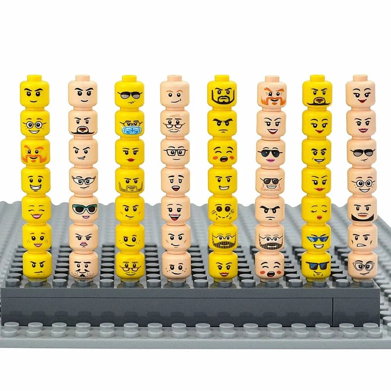 Figur Kopf Haar Hut Gesichter Kreatives Lachen Weinen Niedliches Gesichtsmodell Kinderspielzeug Junge Mädchen Geschenk Ausdruck DIY Ziegel Bausteine