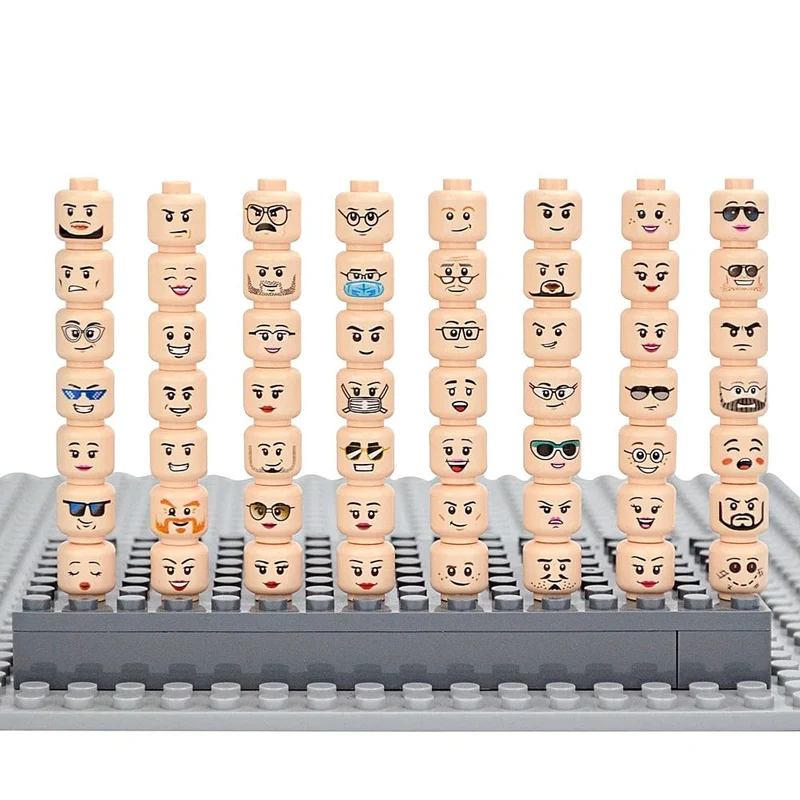 Figur Kopf Haar Hut Gesichter Kreatives Lachen Weinen Niedliches Gesichtsmodell Kinderspielzeug Junge Mädchen Geschenk Ausdruck DIY Ziegel Bausteine