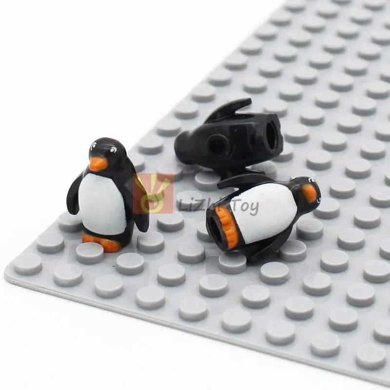 MOC Tier Figur Ziegel Bausteine ​​Pet Zoo Hund Pinguin Katze Clown Fisch Vogel Bär Fledermaus Eichhörnchen Eule DIY Modell Spielzeug Mädchen Kinder