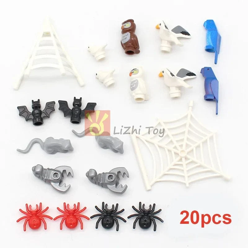 MOC Tier Figur Ziegel Bausteine ​​Pet Zoo Hund Pinguin Katze Clown Fisch Vogel Bär Fledermaus Eichhörnchen Eule DIY Modell Spielzeug Mädchen Kinder