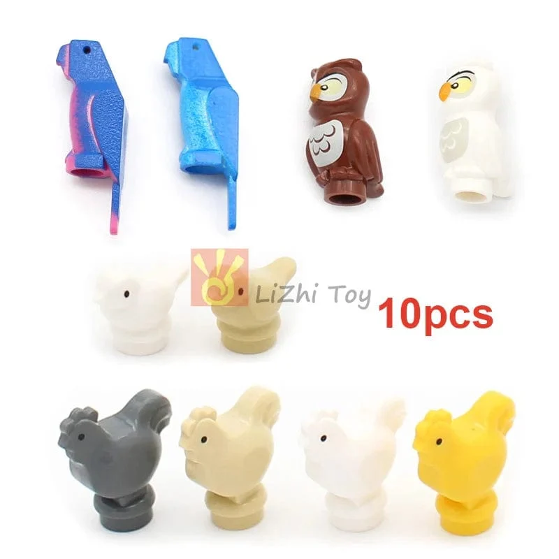 MOC Tier Figur Ziegel Bausteine ​​Pet Zoo Hund Pinguin Katze Clown Fisch Vogel Bär Fledermaus Eichhörnchen Eule DIY Modell Spielzeug Mädchen Kinder
