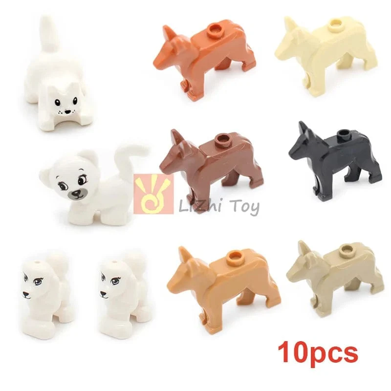 MOC Tier Figur Ziegel Bausteine ​​Pet Zoo Hund Pinguin Katze Clown Fisch Vogel Bär Fledermaus Eichhörnchen Eule DIY Modell Spielzeug Mädchen Kinder