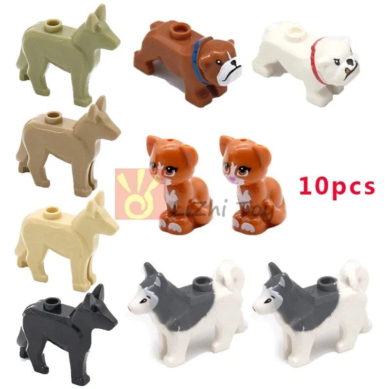 MOC Tier Figur Ziegel Bausteine ​​Pet Zoo Hund Pinguin Katze Clown Fisch Vogel Bär Fledermaus Eichhörnchen Eule DIY Modell Spielzeug Mädchen Kinder