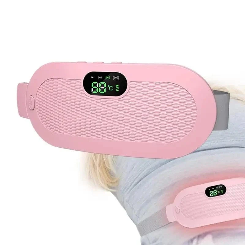 Menstruations-Heizkissen, tragbar, kabellos, Taillenwärmer, verstellbar, beheizter Gürtel mit Digitalanzeige, 4 Vibrationsmassagemodi