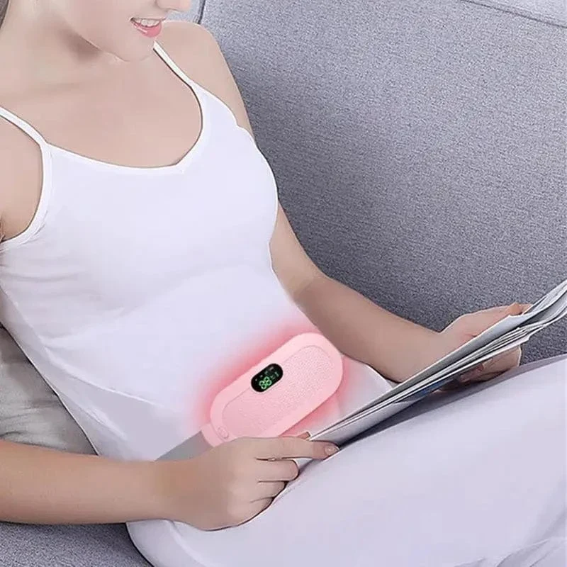 Menstruations-Heizkissen, tragbar, kabellos, Taillenwärmer, verstellbar, beheizter Gürtel mit Digitalanzeige, 4 Vibrationsmassagemodi