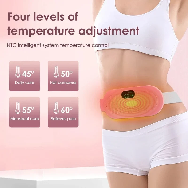 Elektrisches Massagegerät zur Linderung von Periodenkrämpfen, vibrierendes Heizkissen für Menstruationsschmerzen, Taille, Bauch, Bauch, warmer Palastgürtel