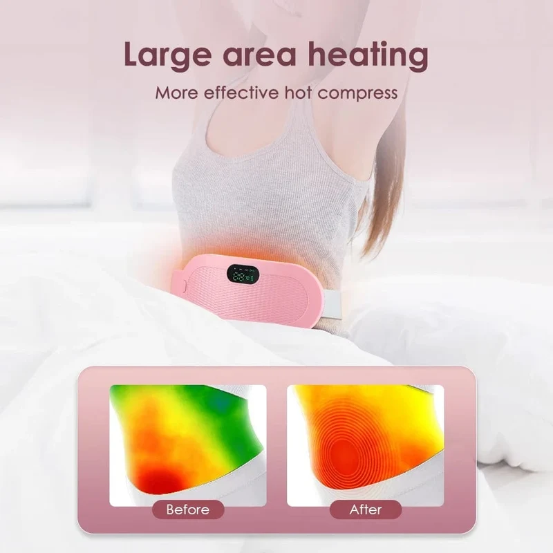 Elektrisches Massagegerät zur Linderung von Periodenkrämpfen, vibrierendes Heizkissen für Menstruationsschmerzen, Taille, Bauch, Bauch, warmer Palastgürtel