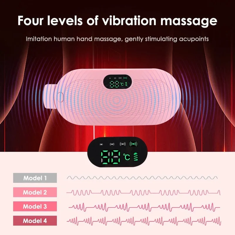 Elektrisches Massagegerät zur Linderung von Periodenkrämpfen, vibrierendes Heizkissen für Menstruationsschmerzen, Taille, Bauch, Bauch, warmer Palastgürtel