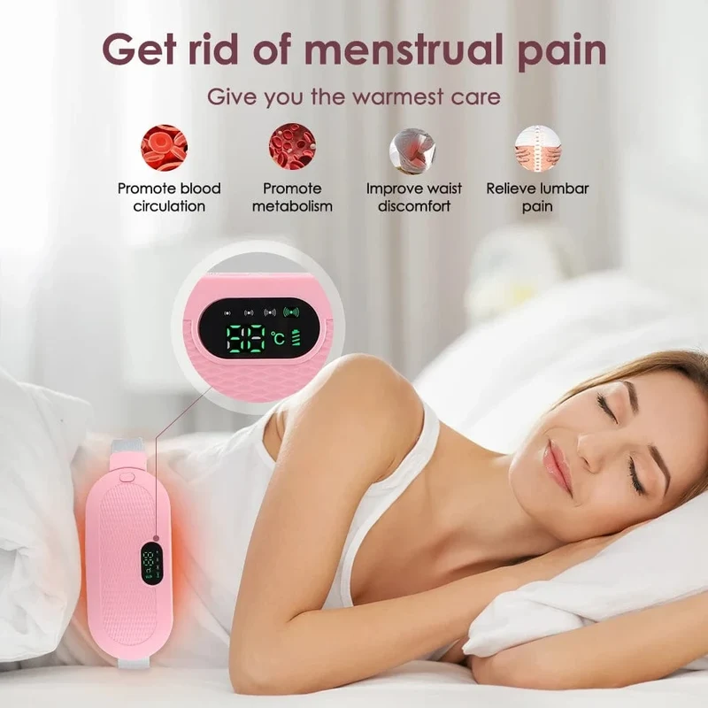 Elektrisches Massagegerät zur Linderung von Periodenkrämpfen, vibrierendes Heizkissen für Menstruationsschmerzen, Taille, Bauch, Bauch, warmer Palastgürtel