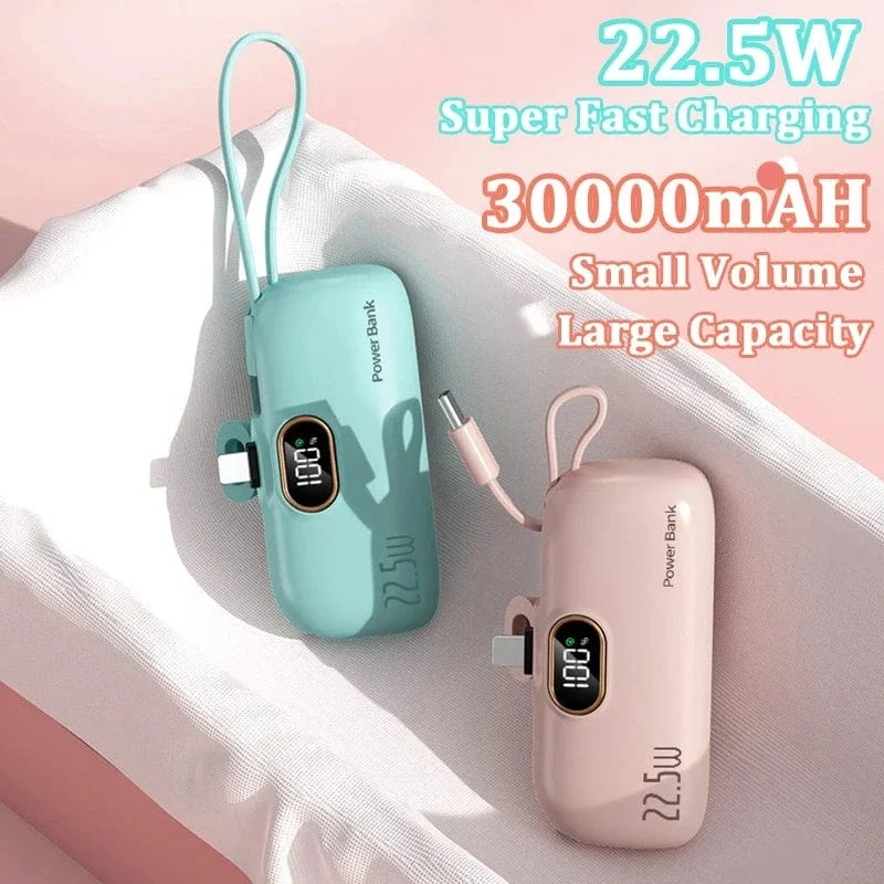 Mini Praktische Mobile Power Bank 30000mah Tragbare Schnelle Aufladung Geeignet Für iPhone 16 Samsung Xiaomi Externe Batterie