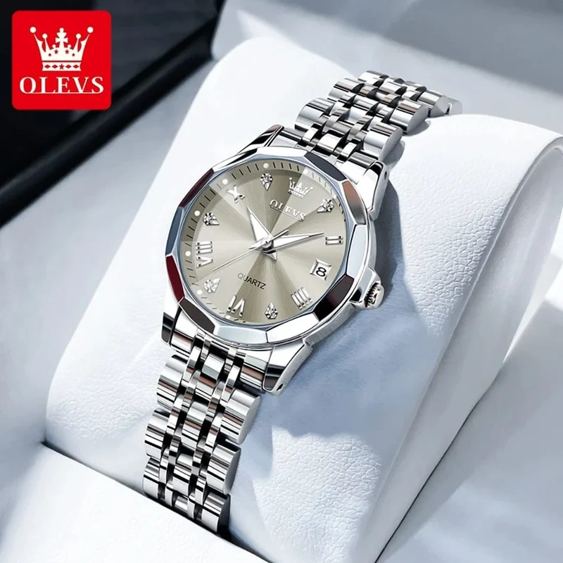 OLEVS Elegante Mode frauen Uhren Luxus Marke Original Quarz Uhr für Damen Wasserdicht Edelstahl Leucht Datum