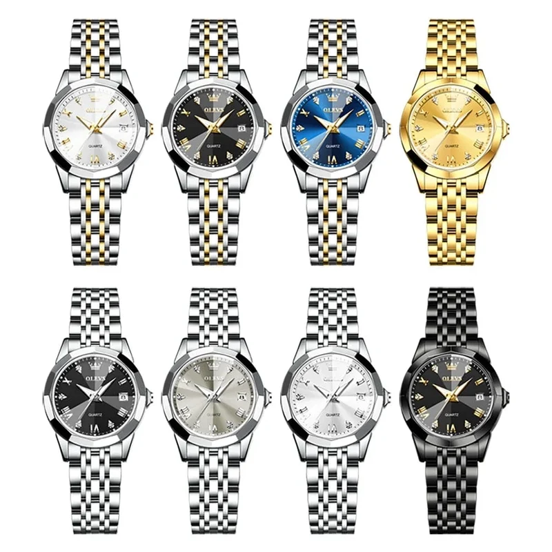 OLEVS Elegante Mode frauen Uhren Luxus Marke Original Quarz Uhr für Damen Wasserdicht Edelstahl Leucht Datum