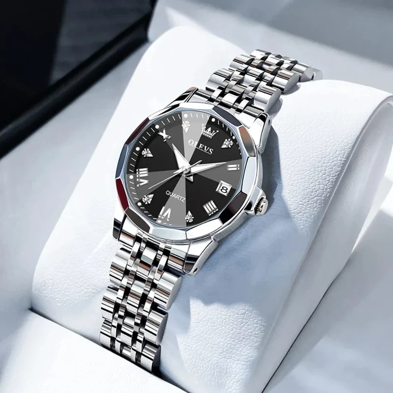 OLEVS Elegante Mode frauen Uhren Luxus Marke Original Quarz Uhr für Damen Wasserdicht Edelstahl Leucht Datum