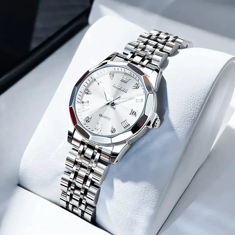 OLEVS Elegante Mode frauen Uhren Luxus Marke Original Quarz Uhr für Damen Wasserdicht Edelstahl Leucht Datum