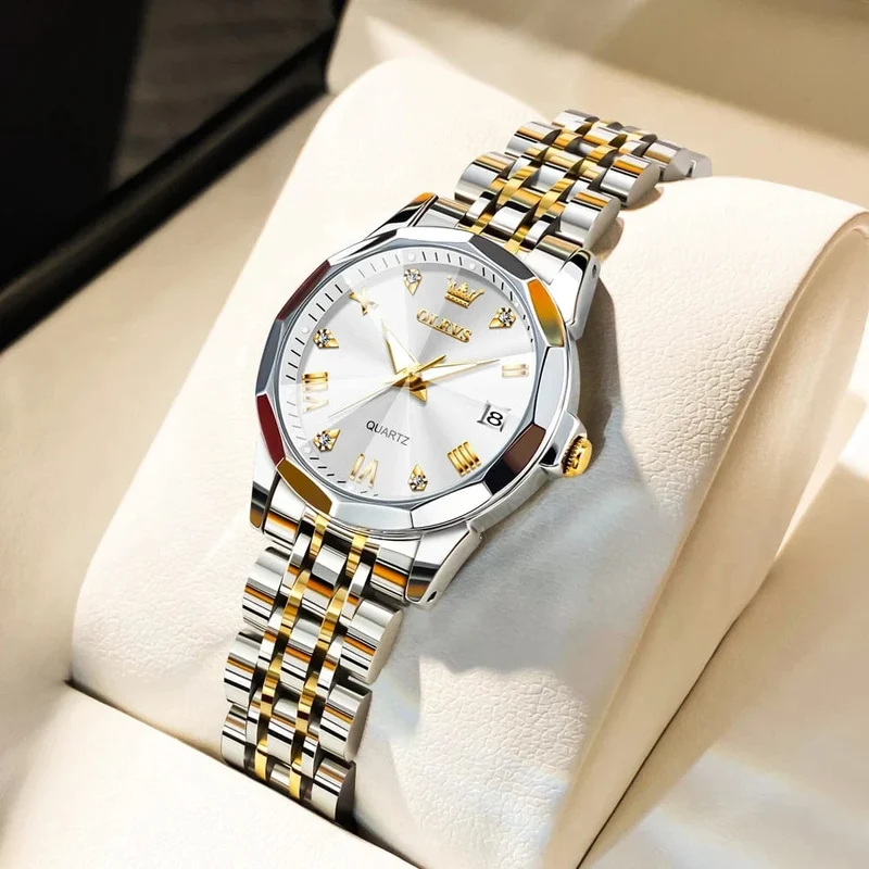 OLEVS Elegante Mode frauen Uhren Luxus Marke Original Quarz Uhr für Damen Wasserdicht Edelstahl Leucht Datum