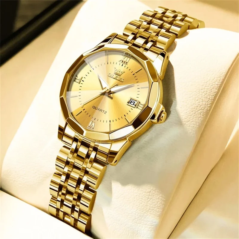 OLEVS Elegante Mode frauen Uhren Luxus Marke Original Quarz Uhr für Damen Wasserdicht Edelstahl Leucht Datum