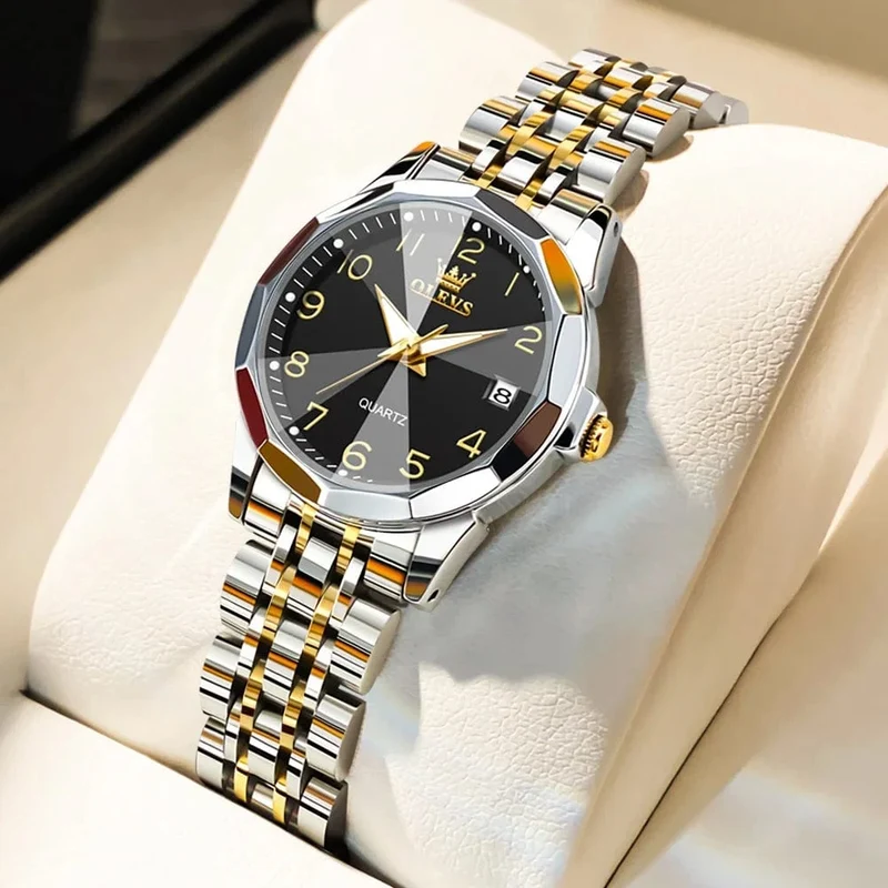 OLEVS Elegante Mode frauen Uhren Luxus Marke Original Quarz Uhr für Damen Wasserdicht Edelstahl Leucht Datum