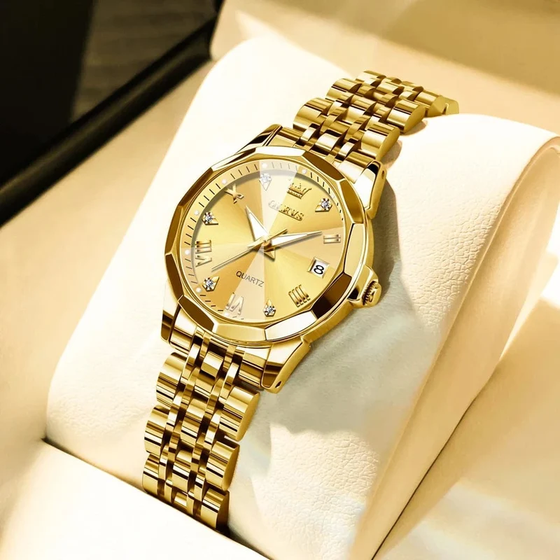 OLEVS Elegante Mode frauen Uhren Luxus Marke Original Quarz Uhr für Damen Wasserdicht Edelstahl Leucht Datum