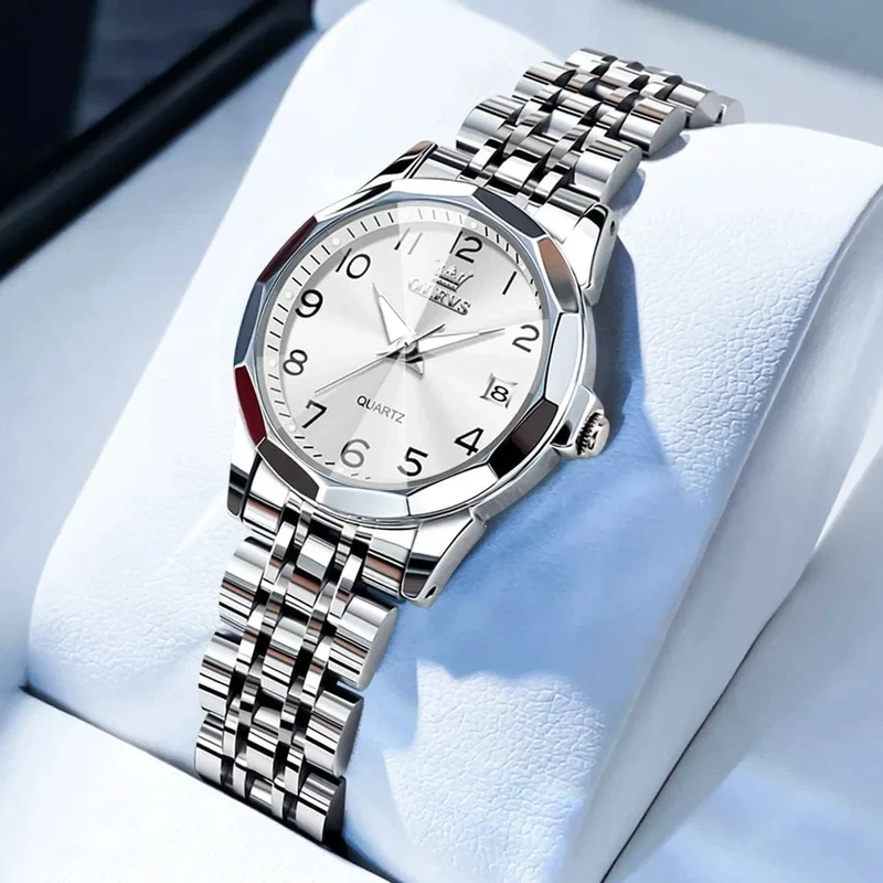 OLEVS Elegante Mode frauen Uhren Luxus Marke Original Quarz Uhr für Damen Wasserdicht Edelstahl Leucht Datum