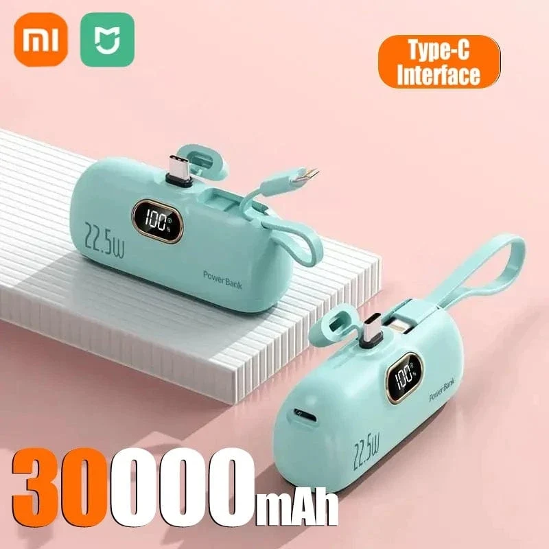 Xiaomi Mini Praktische Mobile Power Bank 30000mah Tragbare Schnelle Lade geeignet für iPhone 16 15 14 Samsung Externe Batterie