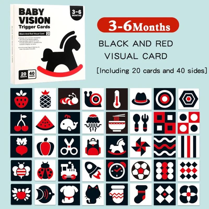 Baby Visuelle Stimulation Karten Montessori Hohe Kontrast Flash Karte Infant Geschenk Für Kinder Kognition Spielzeug