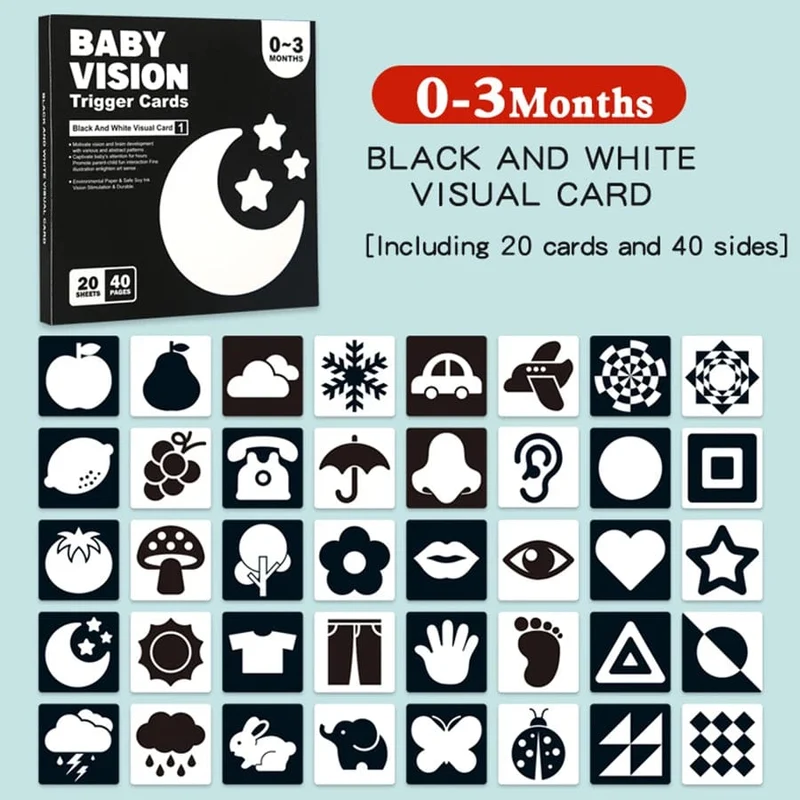 Baby Visuelle Stimulation Karten Montessori Hohe Kontrast Flash Karte Infant Geschenk Für Kinder Kognition Spielzeug