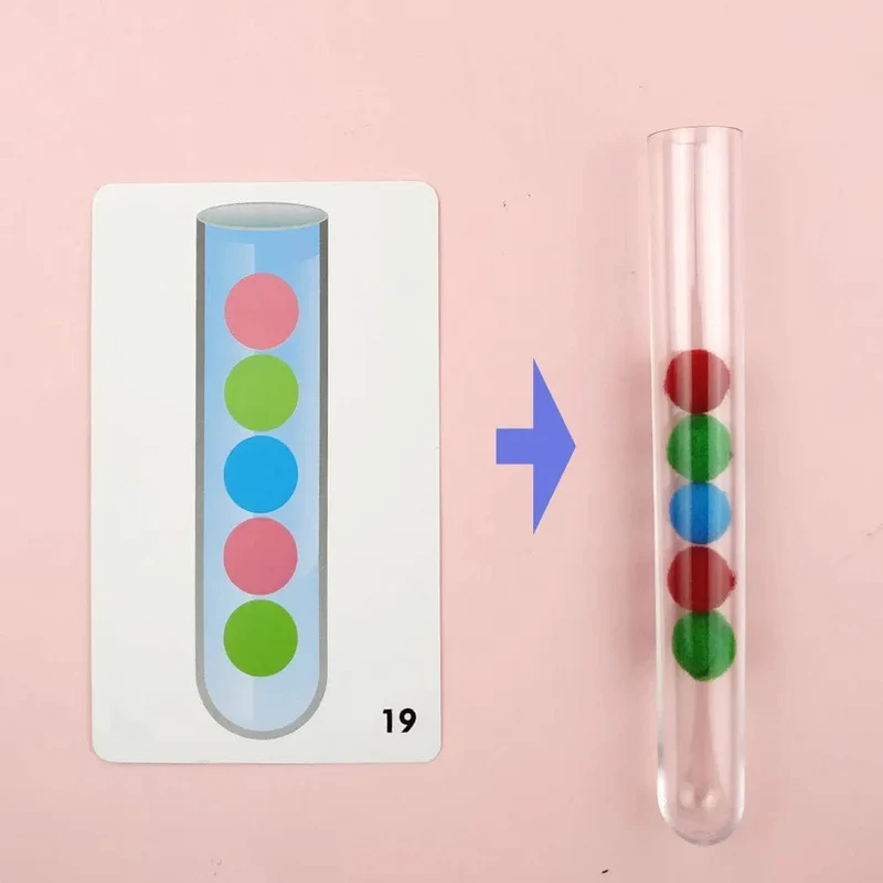 54-109-teiliges Feinmotorik-Sortierset für Kinder, Lernspielzeug, Reagenzglas, Pompons, Pinzette, Farbabstimmungskarte, Montessori-Geschenke für Kinder