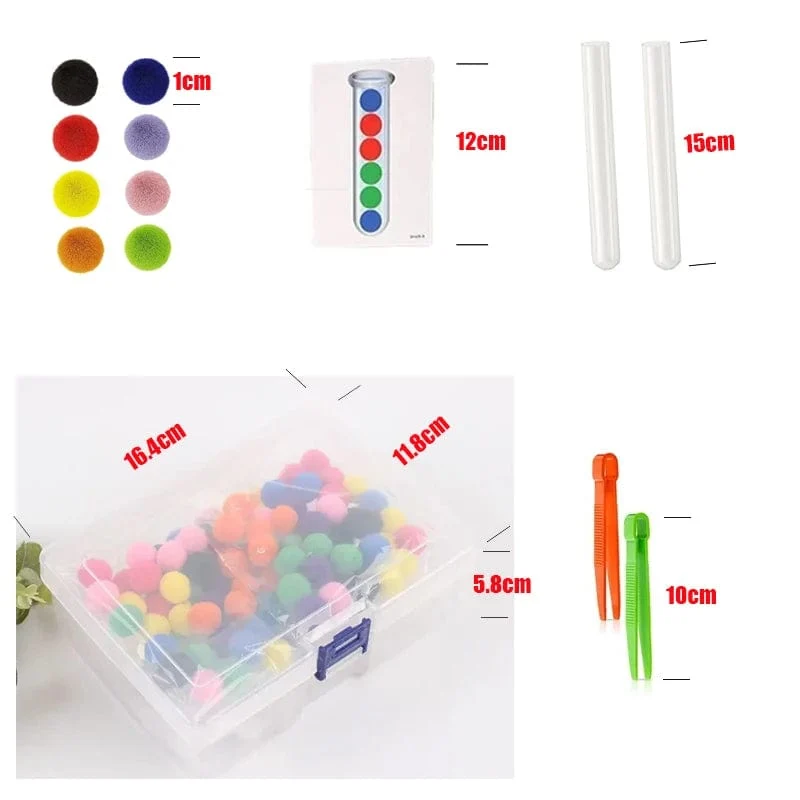 54-109-teiliges Feinmotorik-Sortierset für Kinder, Lernspielzeug, Reagenzglas, Pompons, Pinzette, Farbabstimmungskarte, Montessori-Geschenke für Kinder