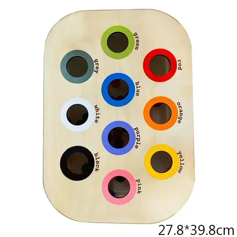 Sensorisches Tablett für Kinder, Tisch, Farbe, Haarballen, Spiel aus Holzfliesen, Montessori-Spielzeug für die frühe Bildung, Kinderspielzeug, pädagogisches Zubehör
