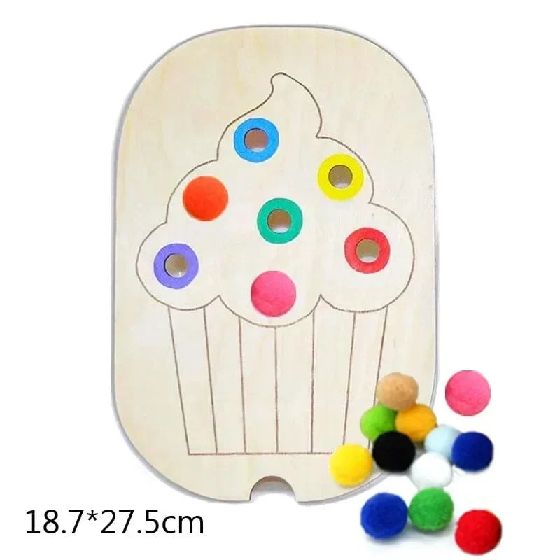 Sensorisches Tablett für Kinder, Tisch, Farbe, Haarballen, Spiel aus Holzfliesen, Montessori-Spielzeug für die frühe Bildung, Kinderspielzeug, pädagogisches Zubehör