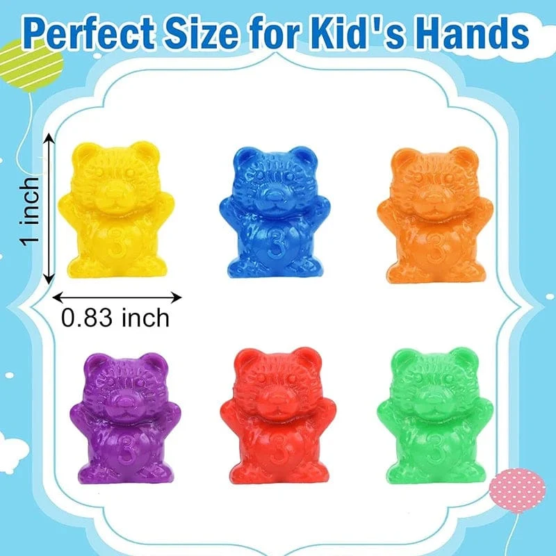 Zählbären, passende Spiele, Farbsortierschalen, Pinzetten, Vorschullernen, Bildung, Montessori-Geschenkspielzeug für Kinder, Mädchen, Jungen