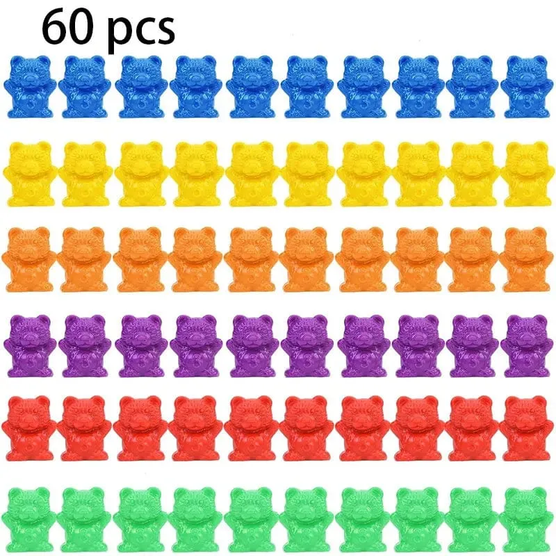 Zählbären, passende Spiele, Farbsortierschalen, Pinzetten, Vorschullernen, Bildung, Montessori-Geschenkspielzeug für Kinder, Mädchen, Jungen