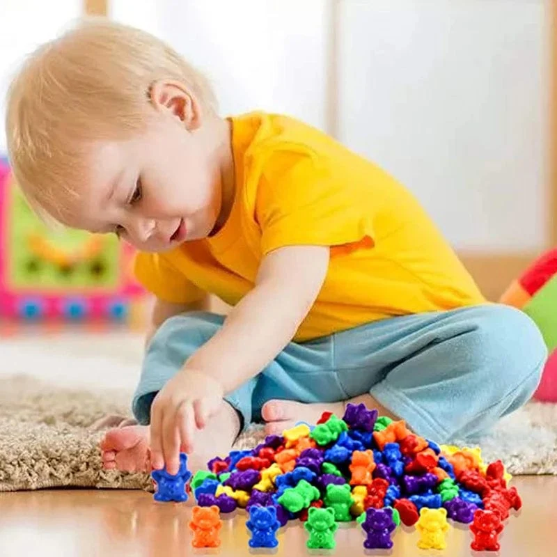 Zählbären, passende Spiele, Farbsortierschalen, Pinzetten, Vorschullernen, Bildung, Montessori-Geschenkspielzeug für Kinder, Mädchen, Jungen