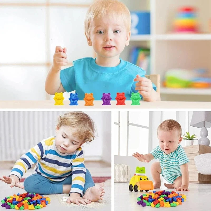 Zählbären, passende Spiele, Farbsortierschalen, Pinzetten, Vorschullernen, Bildung, Montessori-Geschenkspielzeug für Kinder, Mädchen, Jungen