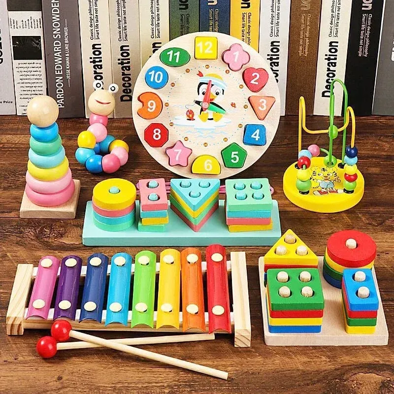 Montessori Holzspielzeug für Babys 1 2 3 Jahre Junge Mädchen Geschenk Baby Entwicklungsspiele Holzpuzzle für Kinder Pädagogisches Lernspielzeug